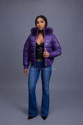 Women's Leather Snorkel Bomber Jacket [Purple/Purple Fox]