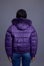 Women's Leather Snorkel Bomber Jacket [Purple/Purple Fox]