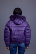 Women's Leather Snorkel Bomber Jacket [Purple/Purple Fox]