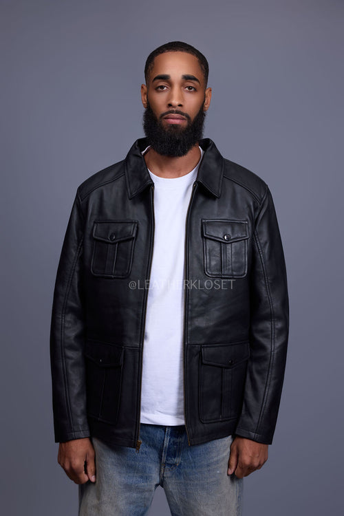 Men's Safari Leather Jacket [Black]