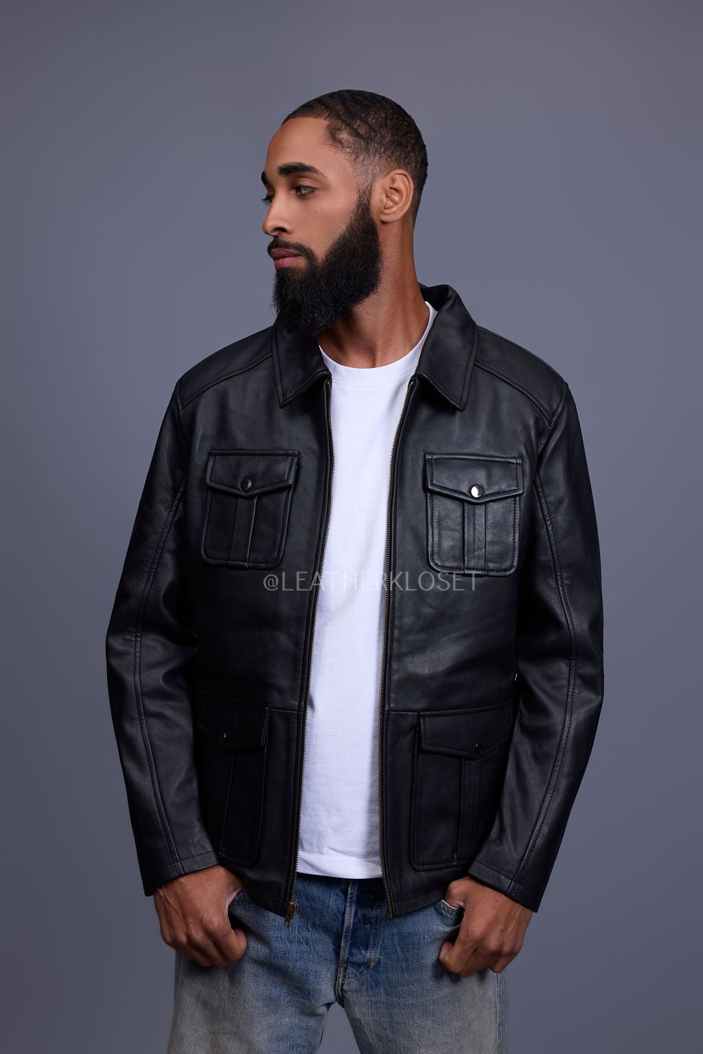 Men's Safari Leather Jacket [Black]