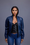 Women's BB Leather Jacket [Navy]