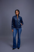 Women's BB Leather Jacket [Navy]