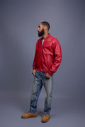 Men's Classic Baseball Leather Jacket [Red]