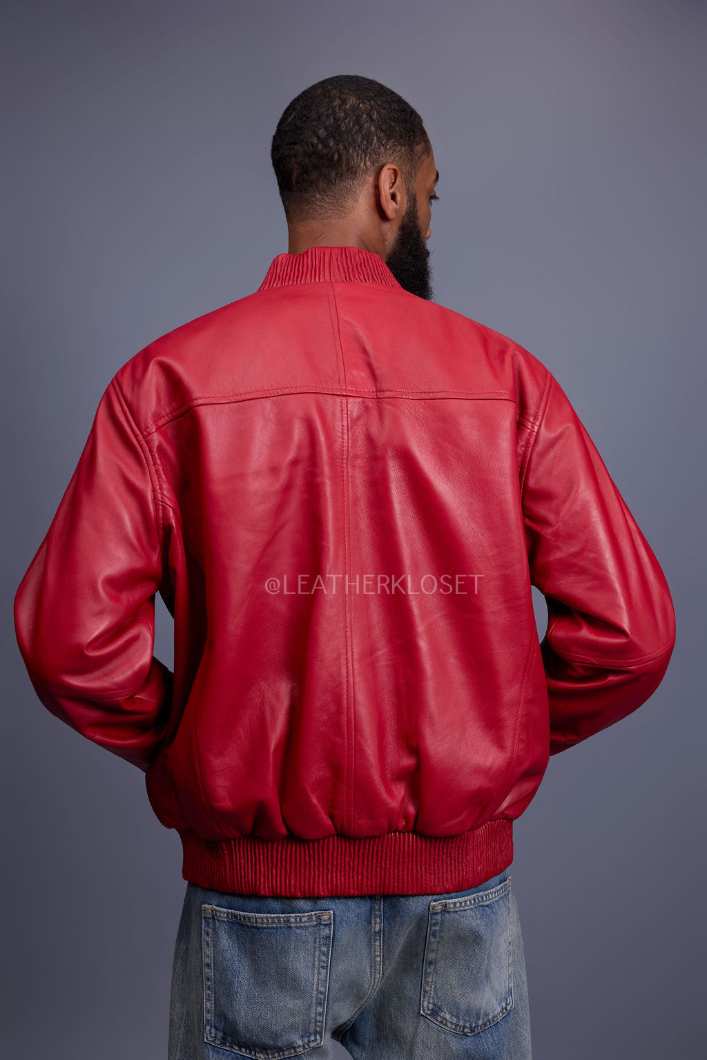 Men's Classic Baseball Leather Jacket [Red]