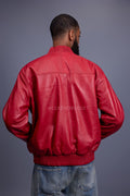 Men's Classic Baseball Leather Jacket [Red]