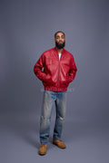 Men's Classic Baseball Leather Jacket [Red]
