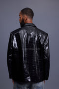 Men's Embossed Crocodile Leather Blazer [Black]
