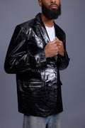 Men's Embossed Crocodile Leather Blazer [Black]
