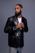 Men's Embossed Crocodile Leather Blazer [Black]