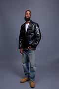Men's Embossed Crocodile Leather Blazer [Black]