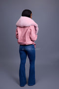 Women's Trey Biker Bubble Pink Oversized Fox Collar [Pink]