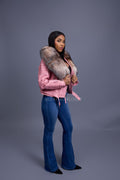 Women's Trey Biker Bubble Pink Oversized Fox Collar [Crystal]