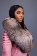 Women's Trey Biker Bubble Pink Oversized Fox Collar [Crystal]