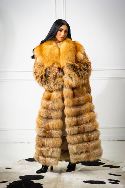 Women's Naomi Full Length Fox Trench [Natural Red Fox] – LeatherKloset