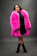 Women's Fox Parka Coat [Pink]