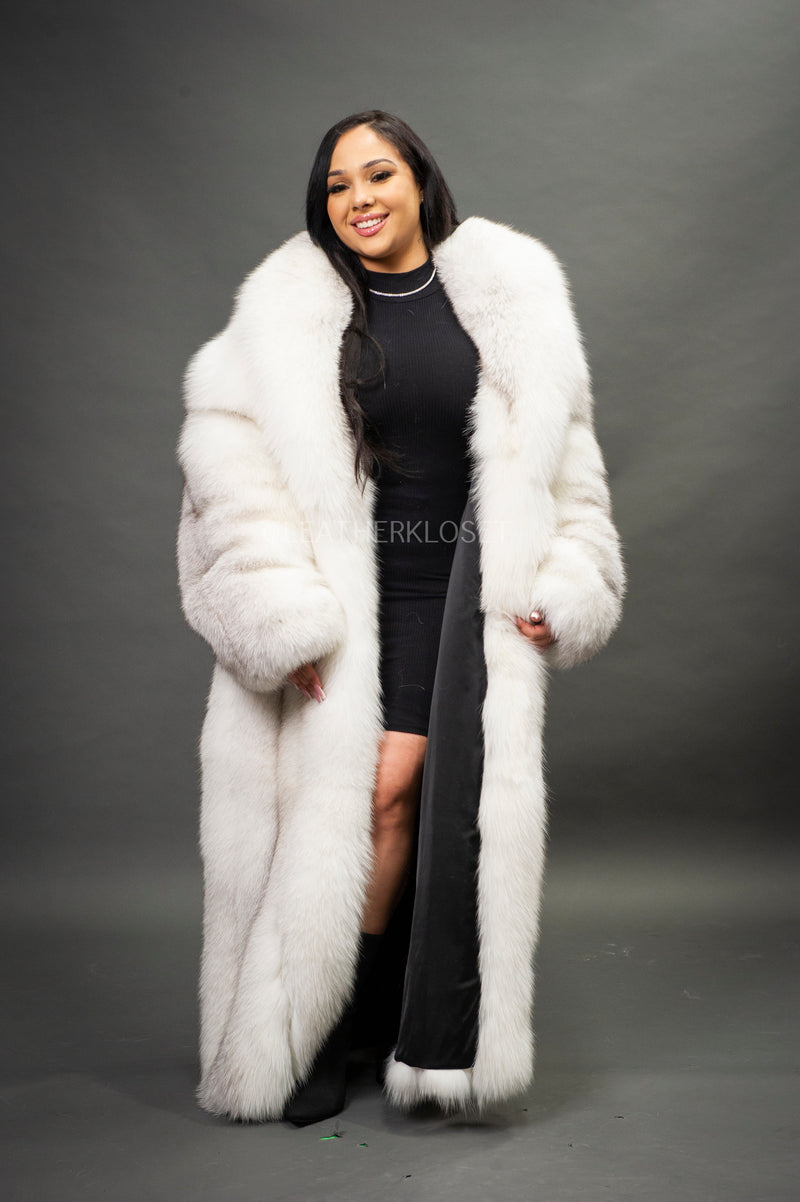Women's Full Length Fox Trench [Arctic]