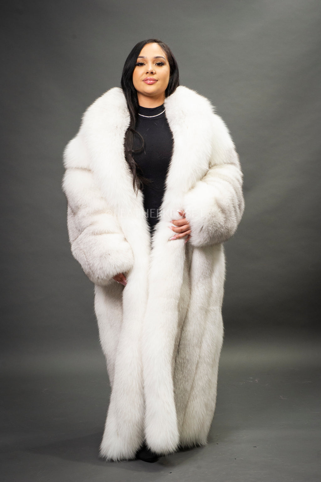 Women's Full Length Fox Trench [Arctic]