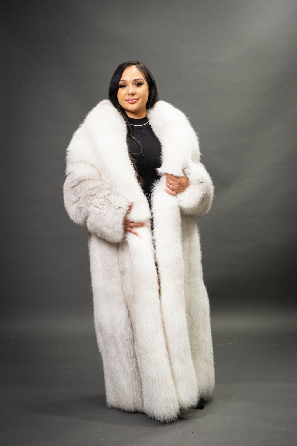 Women's Full Length Fox Trench [Arctic]