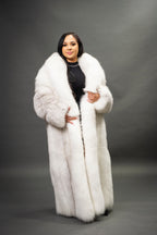 Women's Full Length Fox Trench [Arctic]