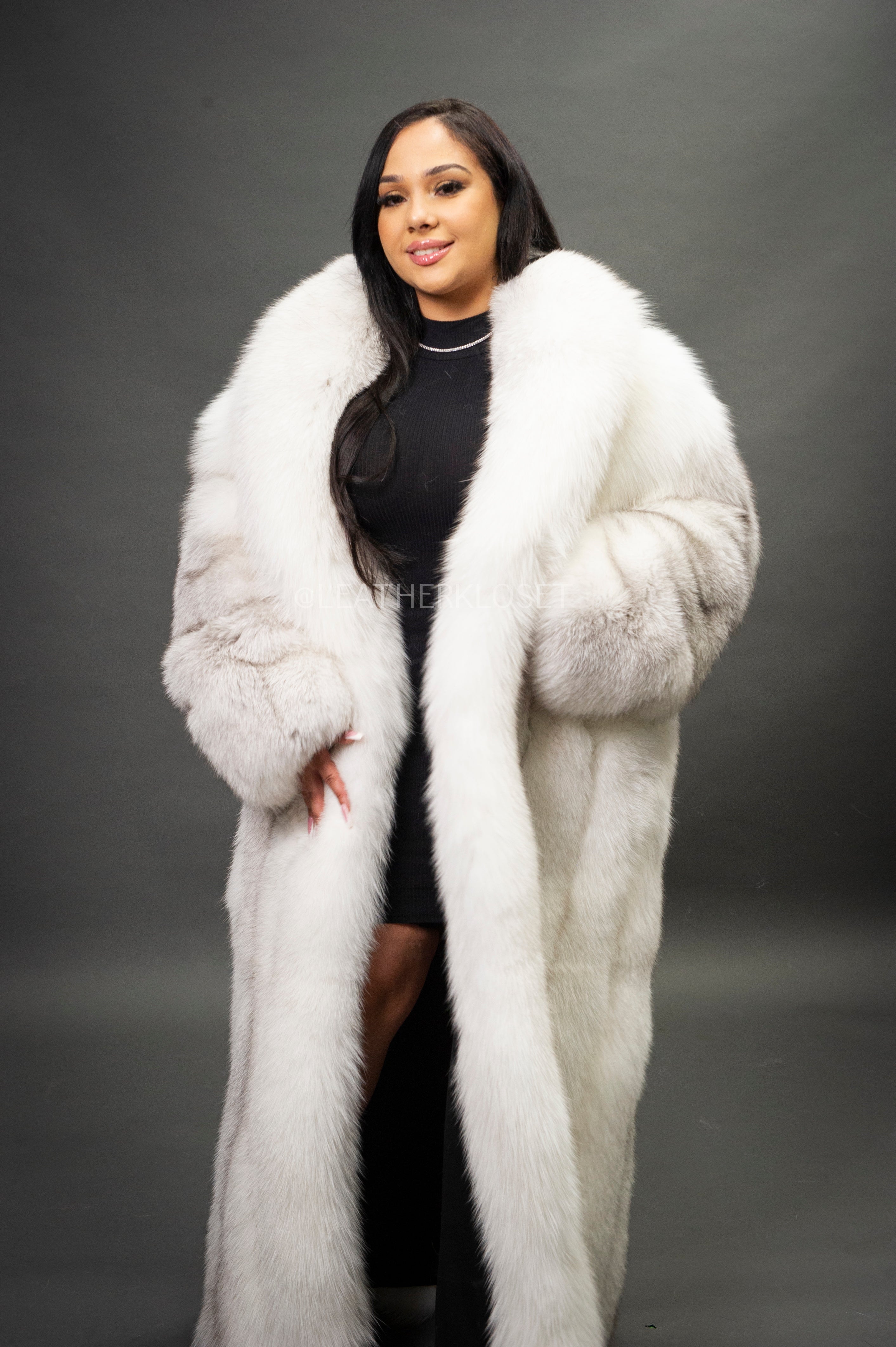 フォックスファー　ライナー付　シルク　ロングコート　9号　【新品未使用】 Women's Full Length Fox Trench [Arctic] – LeatherKloset