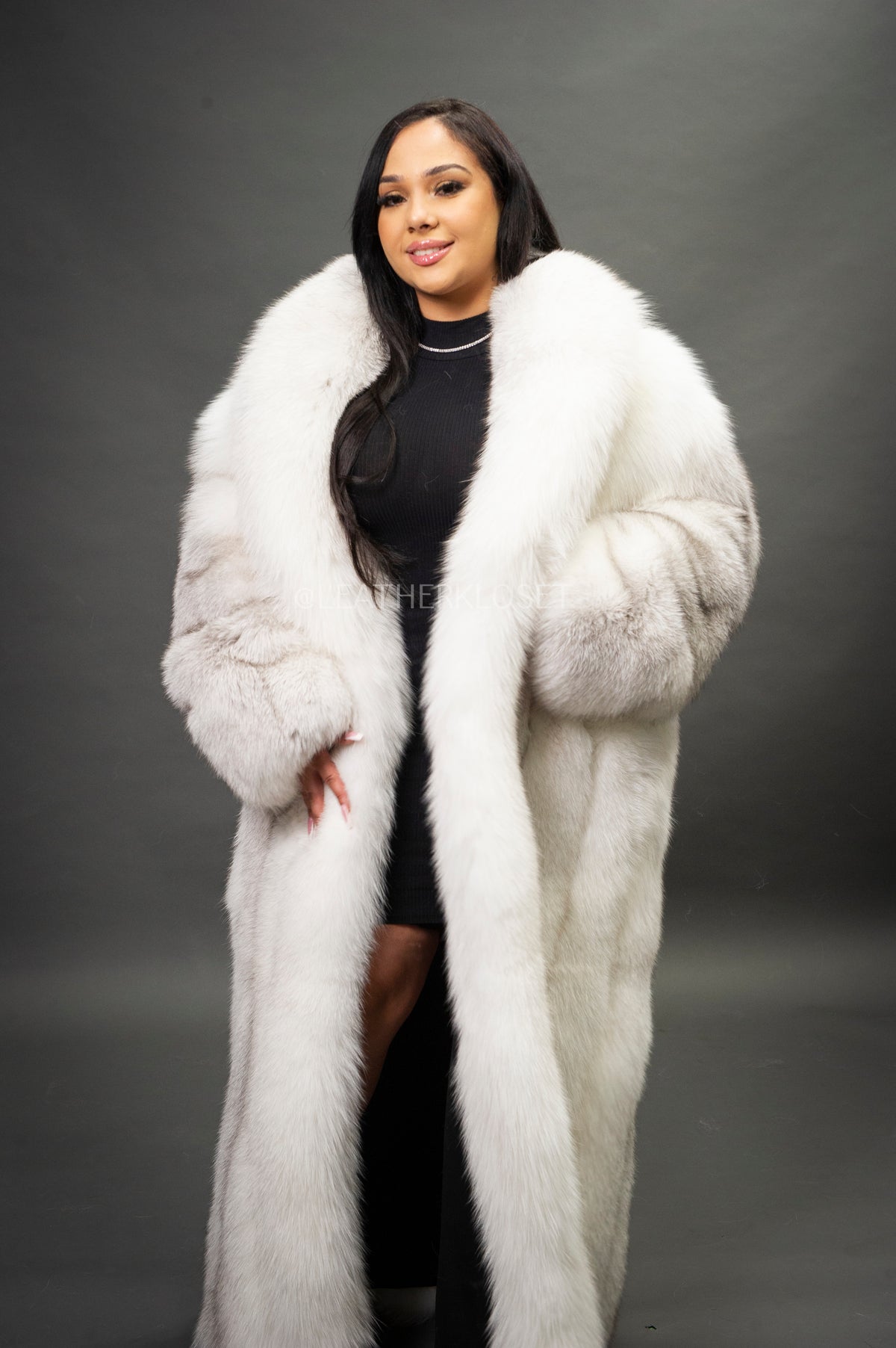 Women's Full Length Fox Trench [Arctic]