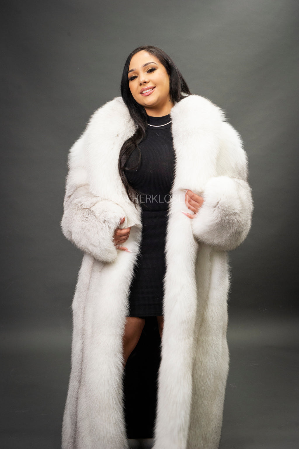 Women's Full Length Fox Trench [Arctic]