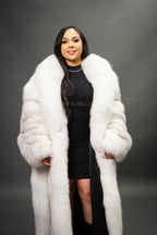 Women's Full Length Fox Trench [Arctic]