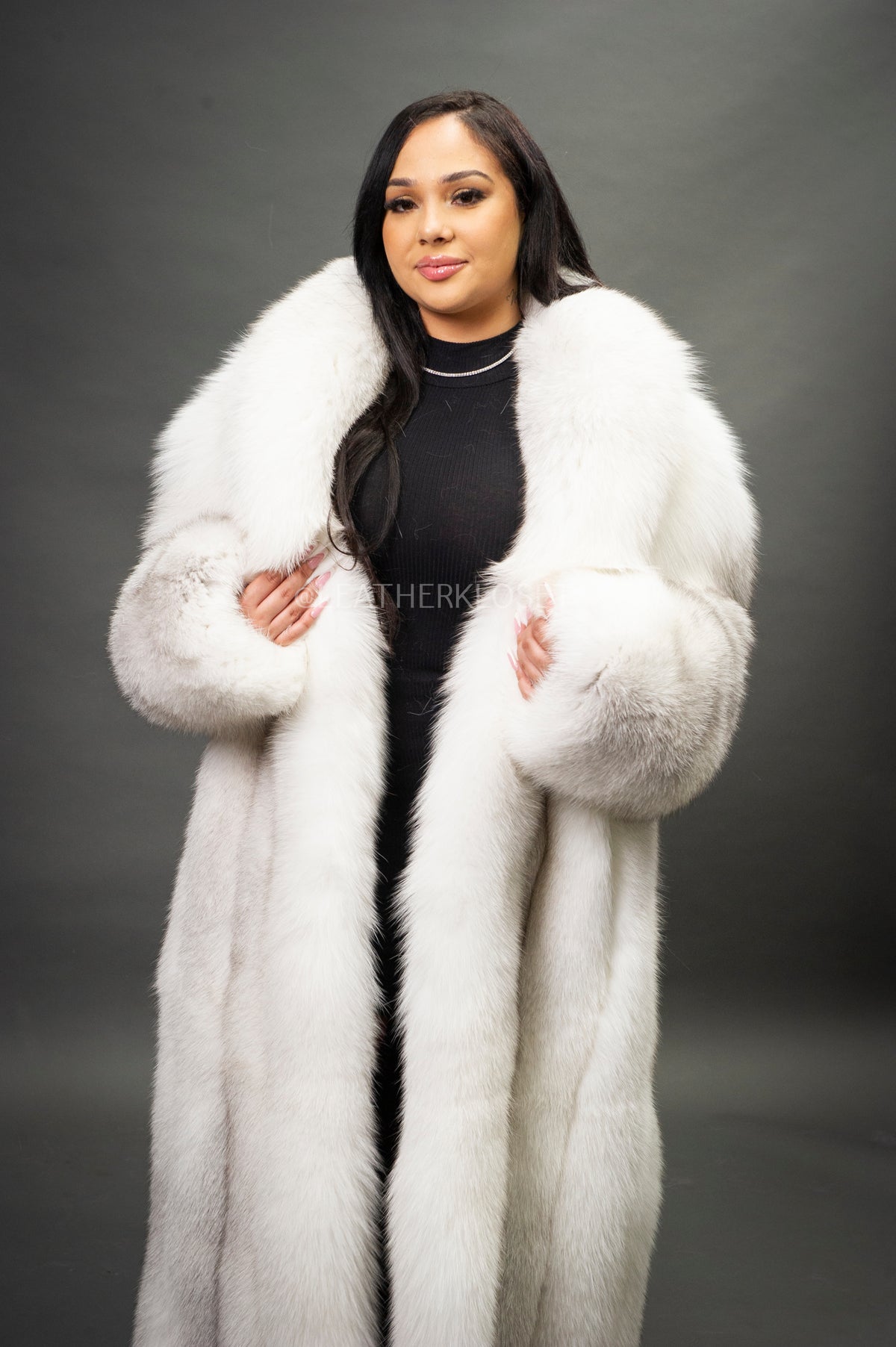 Women's Full Length Fox Trench [Arctic]