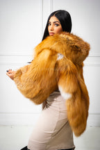Women's Ruby Fox Fur Poncho [Natural Red Fox]