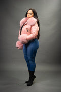 Women's Aurora Crop Sheepskin Jacket With Fox [Pink]