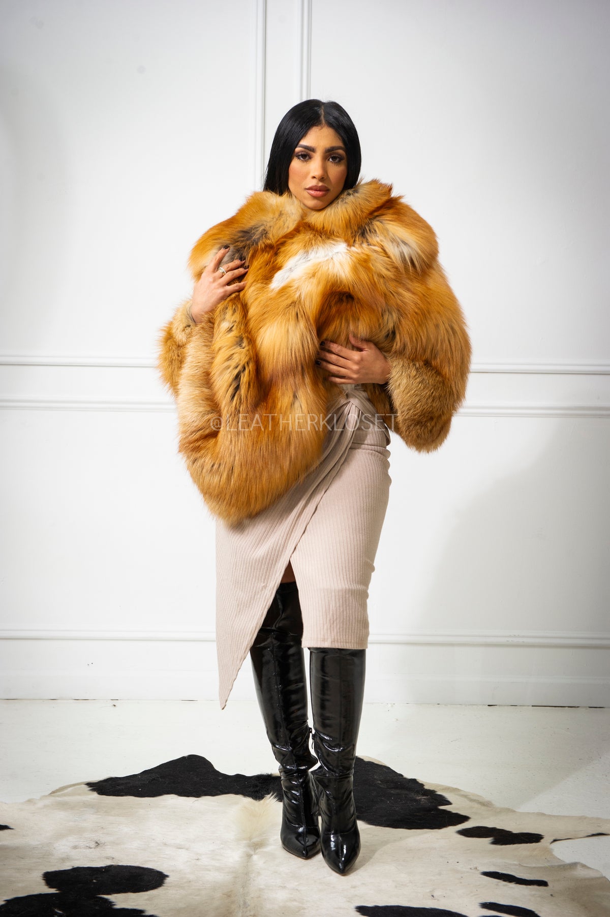 Women's Ruby Fox Fur Poncho [Natural Red Fox]