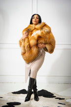 Women's Ruby Fox Fur Poncho [Natural Red Fox]