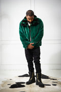 Men's Mink Bomber Jacket With Chinchilla Collar [Green]