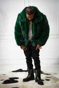 Men's Miles Fox Fur Bomber Jacket [Green]