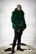 Men's Miles Fox Fur Bomber Jacket [Green]