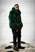 Men's Miles Fox Fur Bomber Jacket [Green]