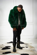 Men's Miles Fox Fur Bomber Jacket [Green]