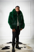 Men's Miles Fox Fur Bomber Jacket [Green]