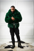 Men's Miles Fox Fur Bomber Jacket [Green]