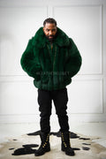 Men's Miles Fox Fur Bomber Jacket [Green]