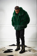 Men's Miles Fox Fur Bomber Jacket [Green]