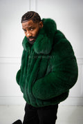 Men's Miles Fox Fur Bomber Jacket [Green]