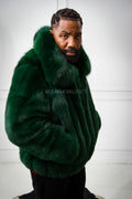 Men's Miles Fox Fur Bomber Jacket [Green]