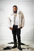 Men's Miles Fox Fur Bomber Jacket [Natural White]