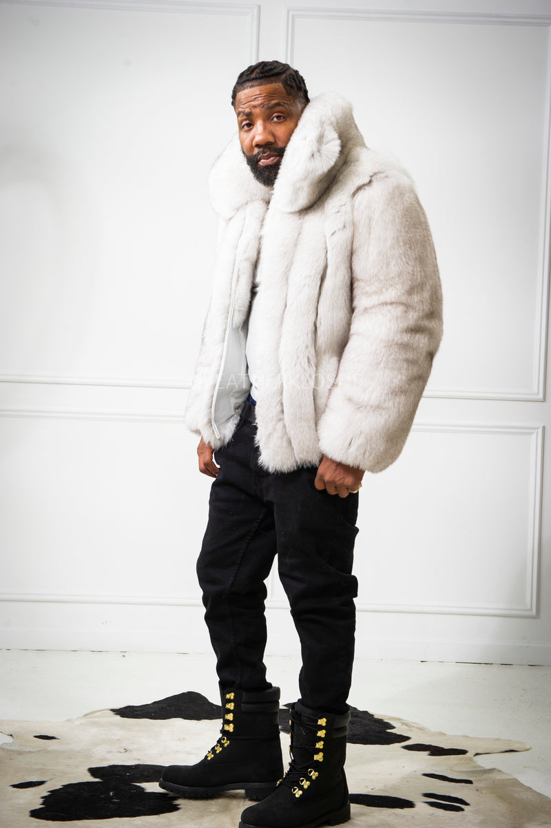 Men's Miles Fox Fur Bomber Jacket [Natural White]