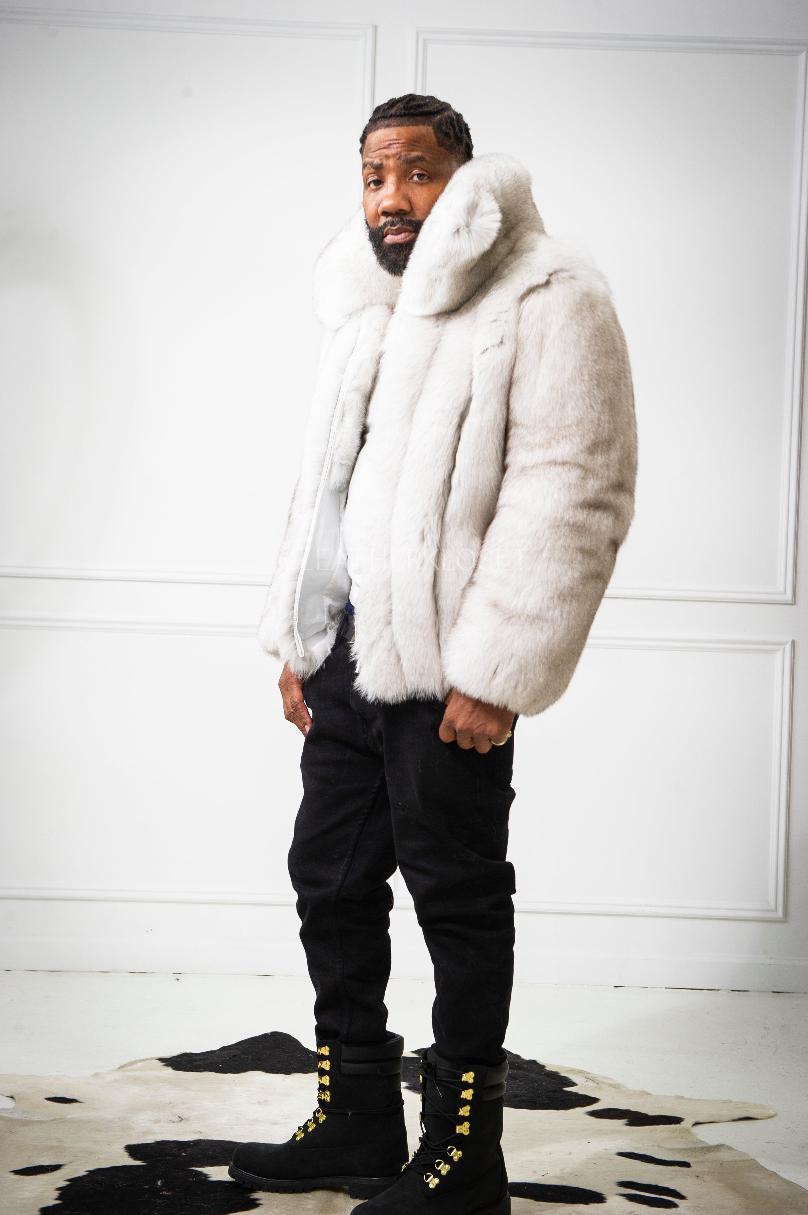 s*z様 最終値下げ no mass prod FUR BOMBER JACKE Men's Miles Fox Fur Bomber Jacket [Natural White] – LeatherKloset