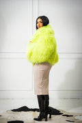 Women's Celia Mongolian Fur Jacket [Lime Green]