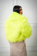 Women's Celia Mongolian Fur Jacket [Lime Green]