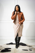 Women's Iris Leather Straight Cut Jacket [Caramel Crunch]